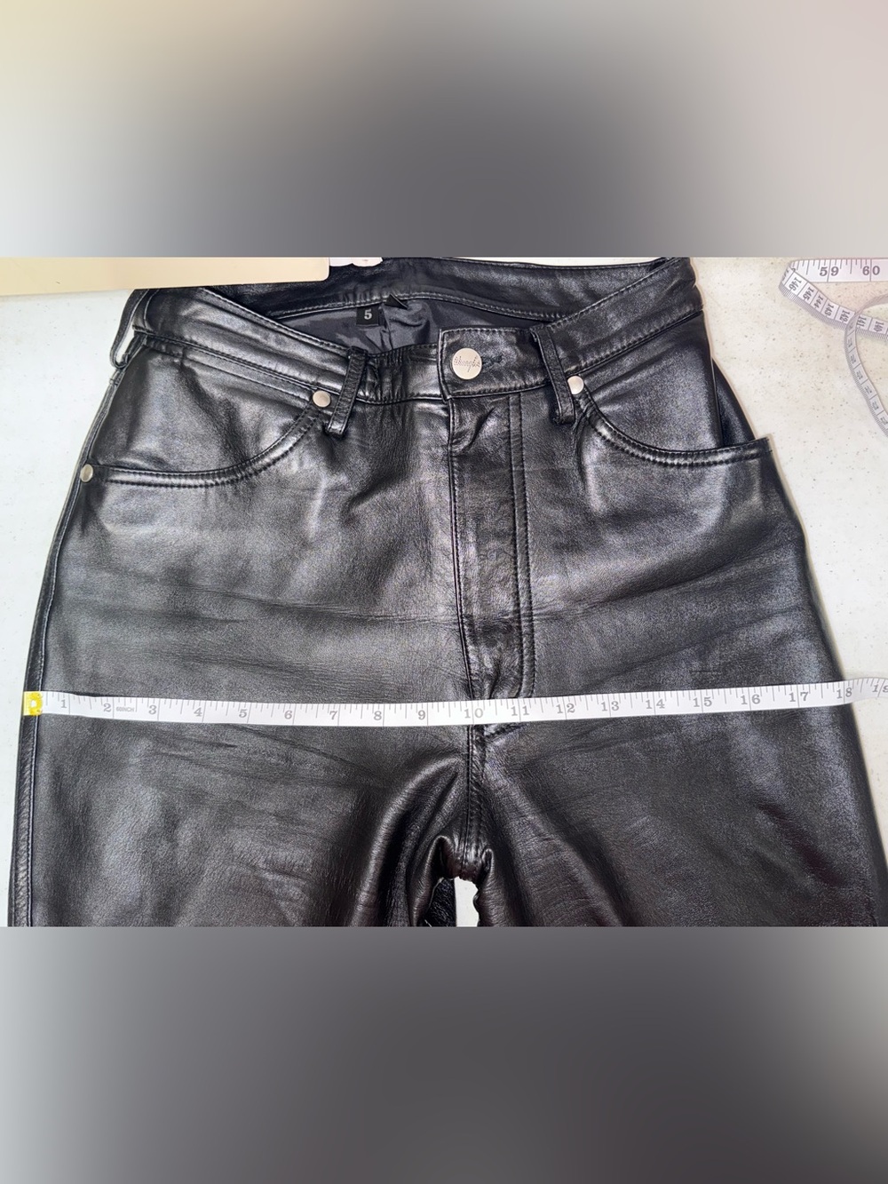 Vintage Wrangler Black Leather Pants High Rise 90s Minimalist Biker - Picture 16 of 16
